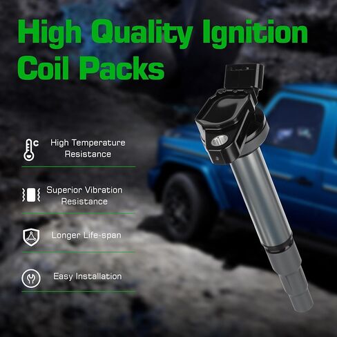 حزمة ملف الإشعال UF596 وشمعات الإشعال إيريديوم مناسبة لـ 2009 2010 2011 Toyota Corolla Matrix Prius 2012 2013 2014 2015 2017 Lexus Scion IM XD Pontiac Vibe 1.8L L4, OE# UF619 90919-02258 C1714، مجموعة من 4 in Kuwait