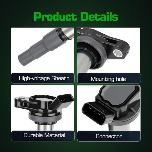 حزمة ملف الإشعال UF596 وشمعات الإشعال إيريديوم مناسبة لـ 2009 2010 2011 Toyota Corolla Matrix Prius 2012 2013 2014 2015 2017 Lexus Scion IM XD Pontiac Vibe 1.8L L4, OE# UF619 90919-02258 C1714، مجموعة من 4 in Kuwait