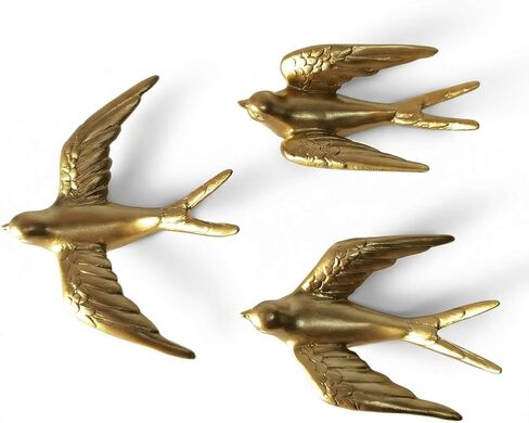 ZASEUCI Bird Wall Sculpture Art Set of 3, 5.1 Inch Resin 3D Sculpted Birds, Hanging wall decor and Elegant wall art for Home, Stylish wall art for living room in Saudi Arabia