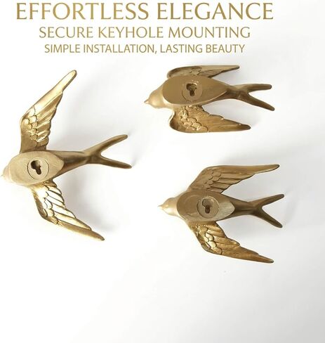 ZASEUCI Bird Wall Sculpture Art Set of 3, 5.1 Inch Resin 3D Sculpted Birds, Hanging wall decor and Elegant wall art for Home, Stylish wall art for living room in Saudi Arabia