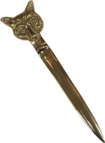 6-1/4" Solid Polished Brass Fox Head Letter Opener, Antique Reproduction in Kuwait