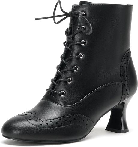 LanreyTaley المرأة الأحذية الفيكتورية خمر الدانتيل يصل الأحذية للنساء بروج الكاحل الجوارب الجانب سستة كعب هريرة in Kuwait