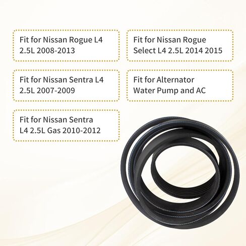 Engine Serpentine Drive Belt Fit for Nissan Rogue 2008-2013 Select 2014-2015 Sentra 2007-2009 Replace 11720ET80A 11720JG30A, 71.18 Inch in Kuwait