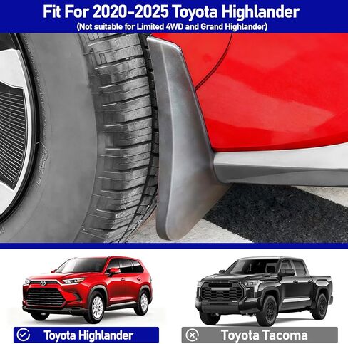 Mud Flaps for Toyota Highlander 2020-2025,Upgraded Mudflaps Wheel Tire Splash Guards for Highlander Exterior Accessories,All Weather No Drilling Required 4PCS Fender in Saudi Arabia