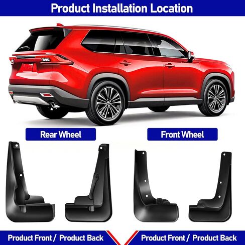 Mud Flaps for Toyota Highlander 2020-2025,Upgraded Mudflaps Wheel Tire Splash Guards for Highlander Exterior Accessories,All Weather No Drilling Required 4PCS Fender in Saudi Arabia