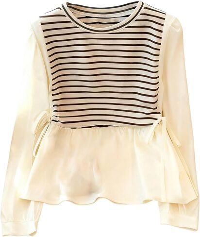 Verdusa Women's Striped Bow Knot Dressy Casual Blouse Shirts Elegant Peplum Tops Fall Clothes in Saudi Arabia