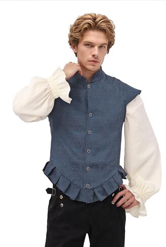 سترة رجالي من القرون الوسطى مُزينة بنقشة الزهور وعصر النهضة والقراصنة القوطية صدرية تيودور فيكتورية جيركين سترات إليزابيثية نبيلة in Kuwait