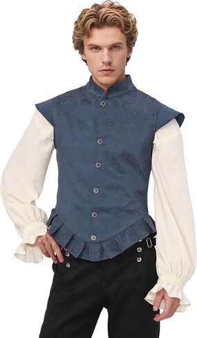 سترة رجالي من القرون الوسطى مُزينة بنقشة الزهور وعصر النهضة والقراصنة القوطية صدرية تيودور فيكتورية جيركين سترات إليزابيثية نبيلة in Kuwait