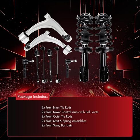 cciyu Front End Suspension Kit Fit for Chevrolet Malibu 2004-2012, for Pontiac G6 2005-2010, for Saturn Aura 2007-2009 Lower Control Arms Sway Bar Tie Tod Front Strut & Spring Assemblies 10pc in Kuwait