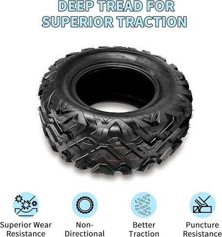 20x10-10 ATV Tires 6PR Tubeless - All Terrain Tires for Trail, Mud, Sand & Dirt | Max Load 330 lbs | Superior Traction & Puncture Resistance for Year-Round Riding (Set of 2, Black) in Kuwait