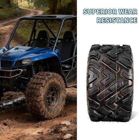 20x10-10 ATV Tires 6PR Tubeless - All Terrain Tires for Trail, Mud, Sand & Dirt | Max Load 330 lbs | Superior Traction & Puncture Resistance for Year-Round Riding (Set of 2, Black) in Kuwait