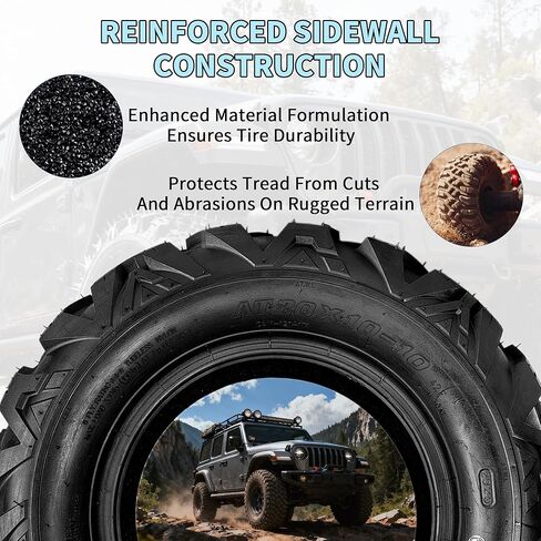 20x10-10 ATV Tires 6PR Tubeless - All Terrain Tires for Trail, Mud, Sand & Dirt | Max Load 330 lbs | Superior Traction & Puncture Resistance for Year-Round Riding (Set of 2, Black) in Kuwait