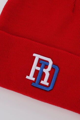Red Dominican Republic Flag Embroidered Beanie for Men and Women, Soft Cotton Knit Winter Hat, Warm RD Pride Cuffed Skull Cap for Cold Weather in Saudi Arabia