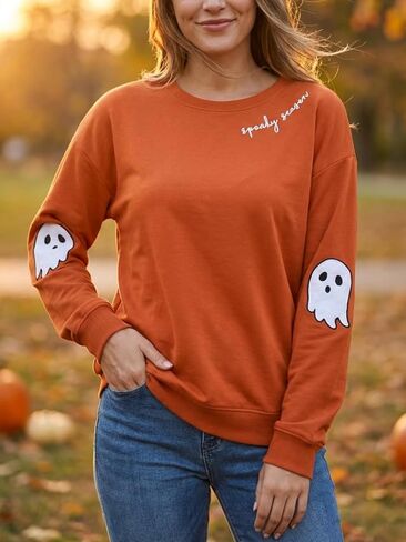 Women's Casual Sweatshirt Loose Fit Pullover Crew Neck Long Sleeve Top in Saudi Arabia