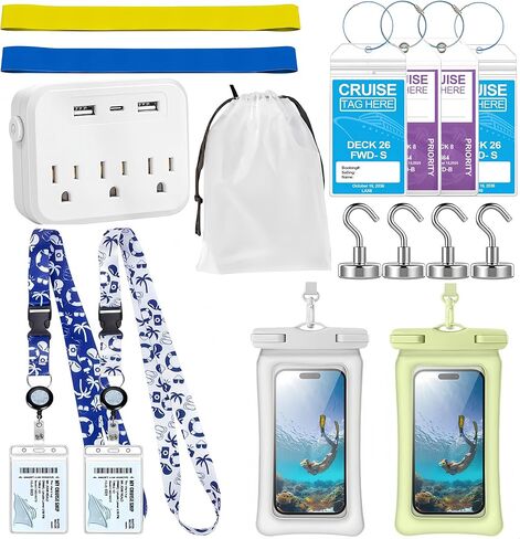 Cruise Essentials 2026، مجموعة أدوات الرحلات البحرية التي يجب اقتناؤها مع شريط طاقة غير متدفق، وأحبال كروز قابلة للسحب، وحقيبة هاتف مقاومة للماء، وخطاف مغناطيسي، وبطاقة الأمتعة، وأشرطة المناشف، وحقيبة تخزين - أساسيات السفر in Kuwait