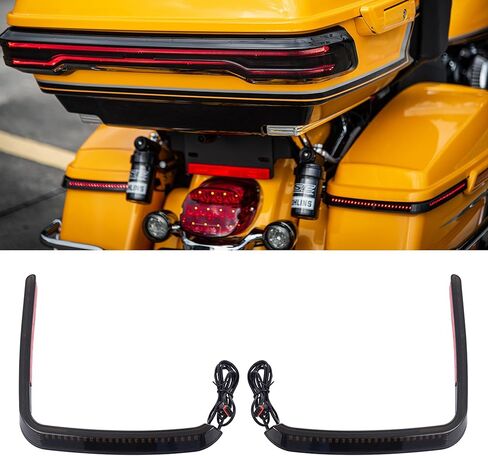 Advanblack Saddlebag Lights LED Hy-per Tail Light Fit for 2014+ Harley Touring FLH - Smoked - Running/Brake Sequential Red Turn Signals in Kuwait