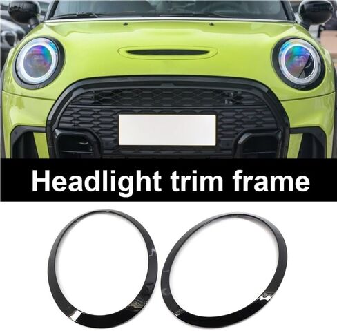 2 قطعة إطار المصباح الأمامي للسيارة مقاوم للصدأ غطاء إطاري السيارة الأمامي غطاء استبدال ملصقات الديكور متوافق مع MINI F55 F56 F57 in Kuwait