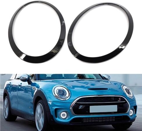 2 قطعة إطار المصباح الأمامي للسيارة مقاوم للصدأ غطاء إطاري السيارة الأمامي غطاء استبدال ملصقات الديكور متوافق مع MINI F55 F56 F57 in Kuwait