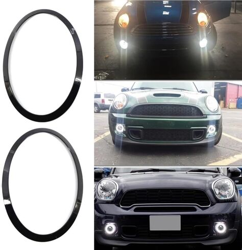 2 قطعة إطار المصباح الأمامي للسيارة مقاوم للصدأ غطاء إطاري السيارة الأمامي غطاء استبدال ملصقات الديكور متوافق مع MINI F55 F56 F57 in Kuwait