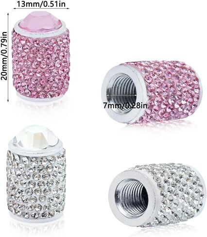 8 Pack Tire Valve Caps, SENHAI Handmade Crystal Rhinestone Diamonds Sparkly Tire Covers, Shiny Dustproof Car Accessories, Car/Motorcycle/Bicycle Universal-White and Pink in Saudi Arabia