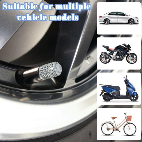 8 Pack Tire Valve Caps, SENHAI Handmade Crystal Rhinestone Diamonds Sparkly Tire Covers, Shiny Dustproof Car Accessories, Car/Motorcycle/Bicycle Universal-White and Pink in Saudi Arabia