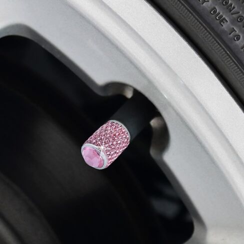 8 Pack Tire Valve Caps, SENHAI Handmade Crystal Rhinestone Diamonds Sparkly Tire Covers, Shiny Dustproof Car Accessories, Car/Motorcycle/Bicycle Universal-White and Pink in Saudi Arabia