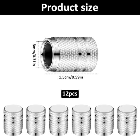 12PCS Metal Valve Stem Caps, Tire Air Caps, Valve Stem Covers, Silver Car Tire Valves Cap, Aluminum-Plastic Composite Tires Air Cap for Trucks Cars Motorcycles Suvs in Saudi Arabia