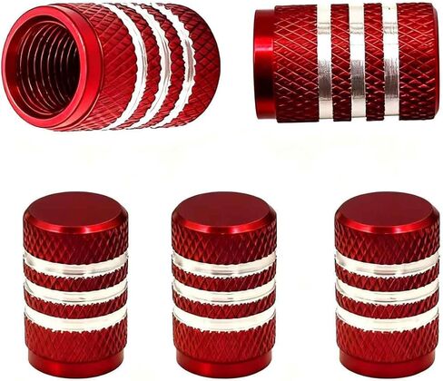 5PCS Valve Stem Caps, Metal with Plastic Lined Cover Strong and Durable, It Improves Safety and Stability, is Easy to Install, and is Suitable for Most Models (Red Flag) in Kuwait