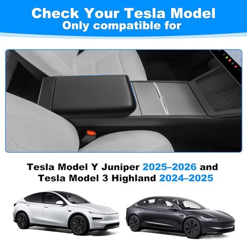 غطاء مسند ذراع وحدة التحكم المركزية لسيارة Tesla Model Y Juniper 2025 2026 Refresh (قياسي وممتاز وأداء) والطراز 3 Refresh 2024 2025 Highland، تصميم مانع للانزلاق - أسود in Saudi Arabia