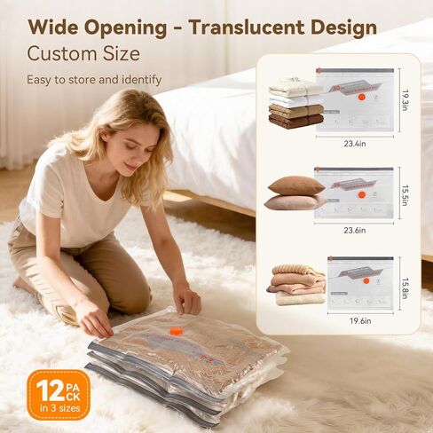 أكياس تخزين مفرغة للسفر مع مضخة هواء قابلة لإعادة الشحن، 12 حقيبة موفرة للمساحة للملابس والأمتعة وحقائب السفر، حل تخزين فعال ومحمول لأساسيات السفر in Kuwait