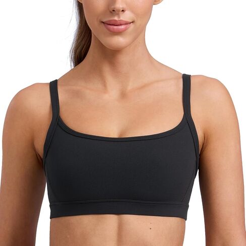 CRZ YOGA Butterlift Double Lined Scoop Neck Sports Bras for Women - Spaghetti Straps U Back Yoga Top Non Padded in Saudi Arabia