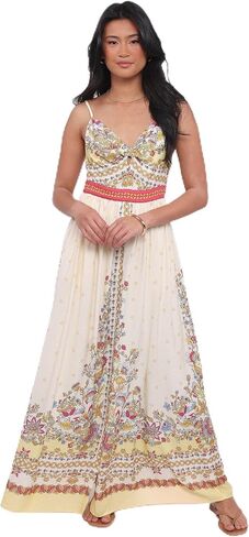 Petal & Pup Women's Caelia-Maxi-Dress-Yellow-Multi in Saudi Arabia