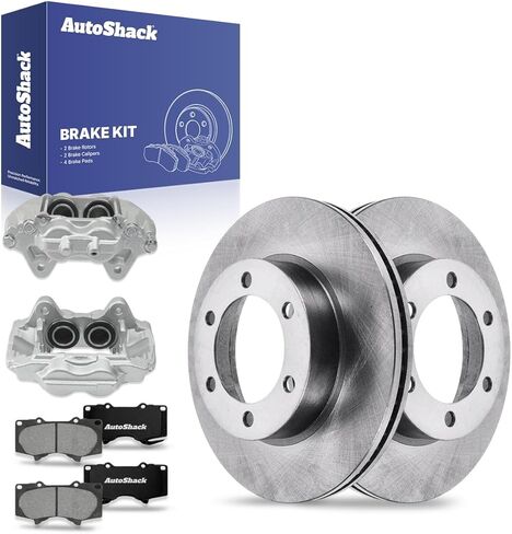 دوارات الفرامل ذات فتحات تهوية أمامية من AutoShack + وسادات سيراميك ممتازة + مجموعة فرامل 8 قطع بديلة لـ 2001-2007 Toyota Sequoia 2000-2006 Toyota Tundra 12.55 بوصة (318.72 مم) in Kuwait