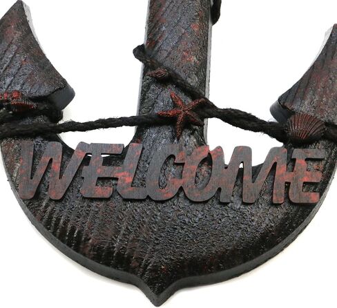 Mewutal 2 PCS 11" Wooden Ship Steering Wheel and 13" Wood Anchor Black Boat Rudder Anchor with Rope Nautical Theme Wall Decor Ornament for Home Decoration (11" Boat Wheel + 13" Anchor) in Saudi Arabia