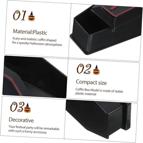 صناديق زينة على شكل نعش، مجموعة من 4 قطع، باللون الأسود مع لمسات حمراء in Kuwait