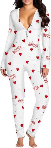 ICNGLKSND Women's Jumpsuit One Piece Pajamas V Neck Long Sleeve Bodycon Bodysuit Romper Sleepwear in Kuwait