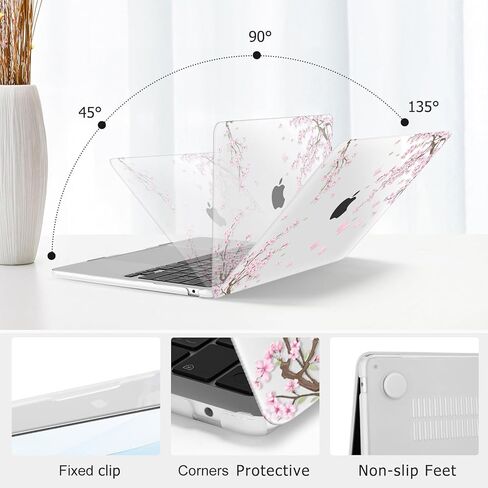 MOSISO Compatible with MacBook Air 13 inch Case M5 2026 M4 2025 M3 M2 2024-2022 A3449 A3240 A3113 A2681, Hard Shell&Keyboard Cover&Screen Film&Type C for MacBook Air 13.6 Case, Dancing Cherry Blossoms in Saudi Arabia