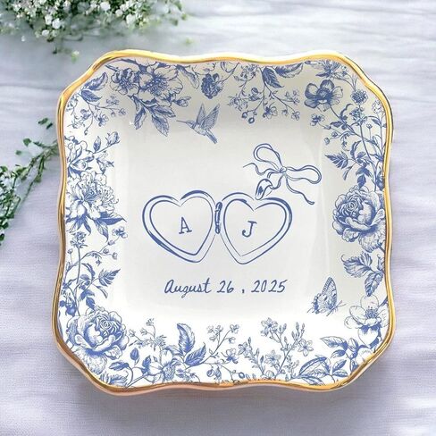 Chillever Custom Engagement Ring Dish, Personalized Wedding Ring Dish, Engagement Gifts, Gift For Bride, Custom Name Jewelry Tray, Girl Boy Friend Gifts, Valentines Day Gift Jewelry Holder in Saudi Arabia