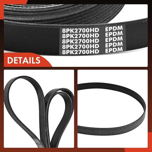 A-Premium Heavy-Duty Serpentine Drive Belt Compatible with Freightliner Coronado 2010-2016, 122SD 2014-2020/2022, Cascadia 2011-2021/2024-2025 & Western Star 4900EX, 4900FA, 4900SA, 5700XE, 106.29 In in Saudi Arabia