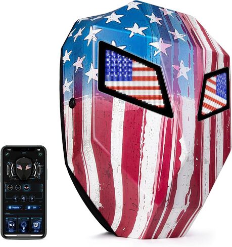 Gelrova LED Backpack for Motorcycle Bike Scooter - 25L Light Up with LED Eyes Screen, 15" Laptop Sleeve, Anti-Rain Zippers, Vintage US Flag Print, 19inch (Retro Americana) in Kuwait