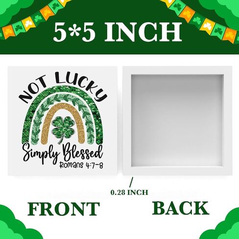 St Patrick's Day Decorations Irish Blessing Sign St Patrick's Day Tiered Tray Decorations Shamrock Decorations Not Lucky Simply Blessed Romans 4:7-8, Tray Object for Home Table Desk Office Party Decor in Saudi Arabia