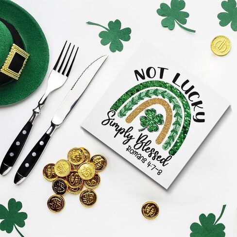 St Patrick's Day Decorations Irish Blessing Sign St Patrick's Day Tiered Tray Decorations Shamrock Decorations Not Lucky Simply Blessed Romans 4:7-8, Tray Object for Home Table Desk Office Party Decor in Saudi Arabia