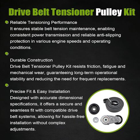 Drive Belt Tensioner Fit for Chevy Trailblazer 2002-2006, Fit for GMC Envoy 2002-2006, Fit for Bravada 2002-2004, Fit for Ascender 2003-2005, Fit for Buick 2004-2006 Pulley Kit in Saudi Arabia