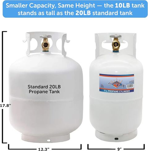 Flame King YSN10LB 10LB Steel Propane Tank Cylinder with Type 1 Overflow Protection Device Valve, for Camping, Fire Pits, Heaters, Grills, Overlanding, White in Kuwait