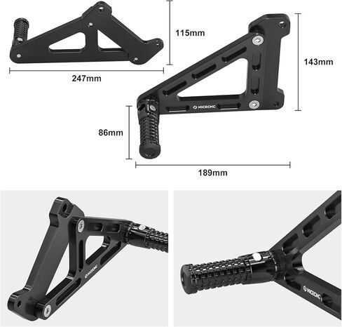 NICECNC Black Dirt Bike Passenger Foot Peg Footrest Bracket Set Compatible with KTM 125-450 XC/SX/XCF/SXF 2023-2025 150-500 EXC/EXCF/XCW/XCF-W/XW-F 2024-2025,Aluminum in Saudi Arabia