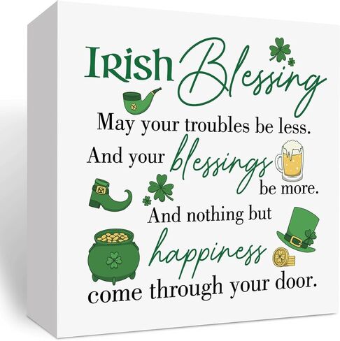St Patrick's Day Decorations Irish Blessing Sign St Patrick's Day Tiered Tray Decorations Shamrock Decorations Not Lucky Simply Blessed Romans 4:7-8, Tray Object for Home Table Desk Office Party Decor in Saudi Arabia
