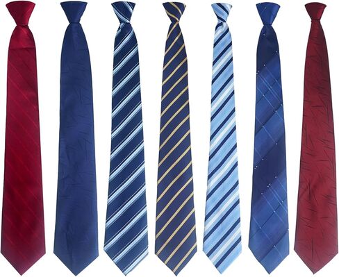 7 Pcs Clip on Tie 20 Inch Men Clip on Necktie Solid Striped Plaid Mixed Lot Tie for Office School Wedding in Kuwait