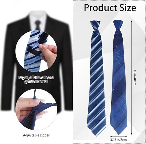 7 Pcs Clip on Tie 20 Inch Men Clip on Necktie Solid Striped Plaid Mixed Lot Tie for Office School Wedding in Kuwait