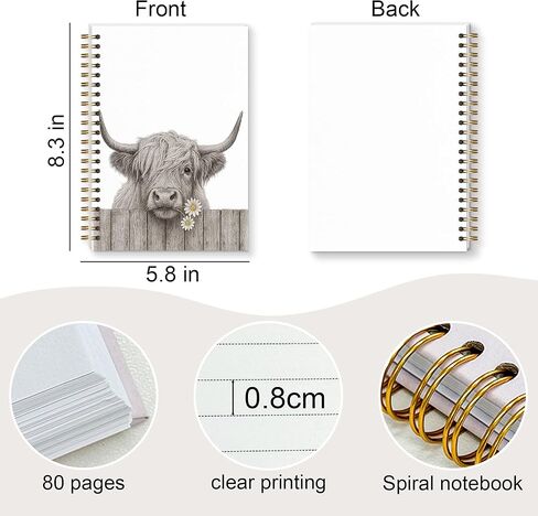 Shescrzionu Highland Cow notebook for women, Cute highland cow gifts for Girls, Funny spiral journal for Teen Girls, Pretty notebook cute Kawaii Diary Writing journal for Women and Teens-B02 in Saudi Arabia