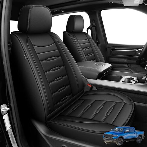 AOMSAZTO مناسب لـ Dodge Charger 2006-2025 أغطية مقاعد جلدية مقاومة للماء 5 مقاعد مجموعة كاملة مخصصة: غطاء مقعد السيارة لشاحن R/T SRT SXT GT Scat Pack مريح للتنفس (أسود-5 قطع مجموعة كاملة) in Saudi Arabia